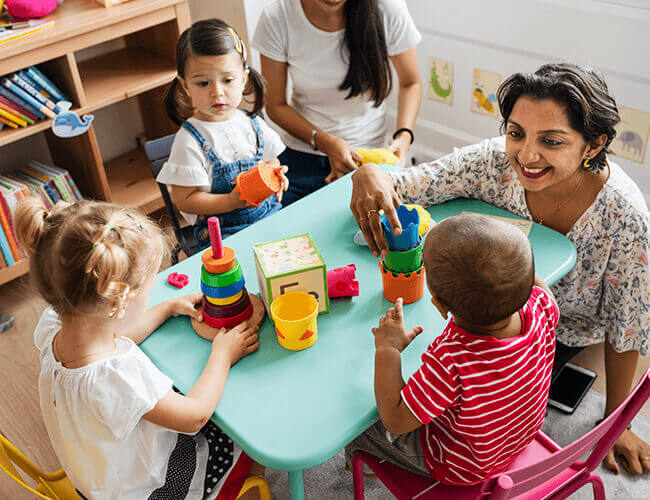 Children during learning activities
